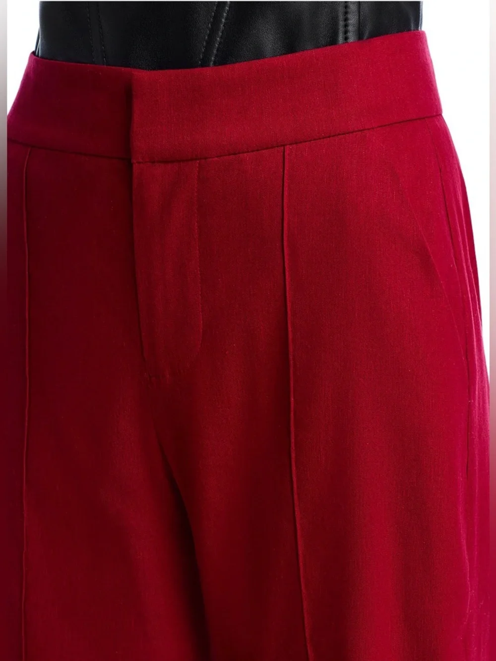 Alice + Olivia Dylan High Rise Wide Leg Pant in Dark Cherry - Picture 5 of 7